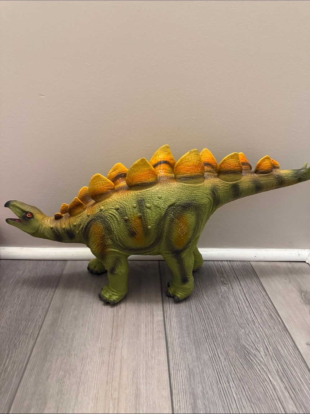 Green & Orange Stegosaurus Reptile Toy - Durable Pet/Decor Figurine